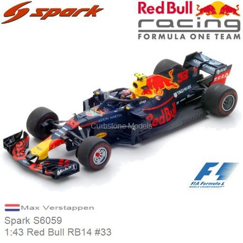 Modelauto 1:43 Red Bull RB14 #33 | Max Verstappen (Spark S6059)