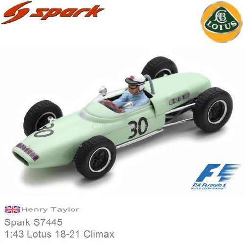 Modelauto 1:43 Lotus 18-21 Climax | Henry Taylor (Spark S7445)