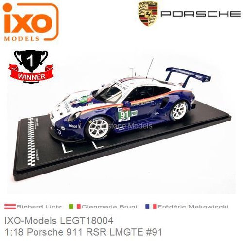 Modelauto 1:18 Porsche 911 RSR LMGTE #91 | Richard Lietz (IXO-Models LEGT18004)