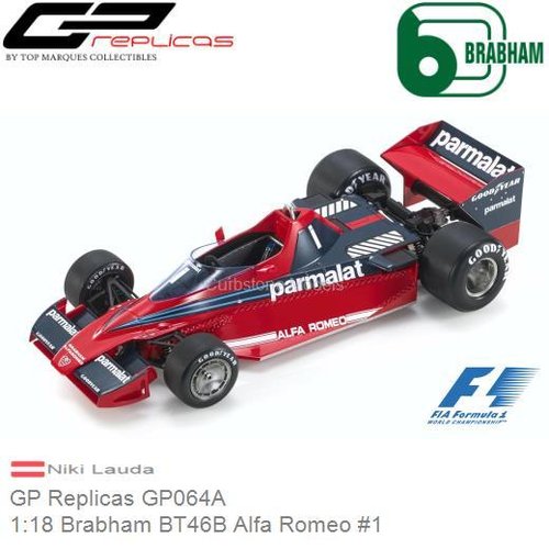 Modelauto 1:18 Brabham BT46B Alfa Romeo #1 | Niki Lauda (GP Replicas GP064A)
