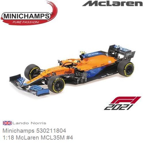 Modelauto 1:18 McLaren MCL35M #4 | Lando Norris (Minichamps 530211804)