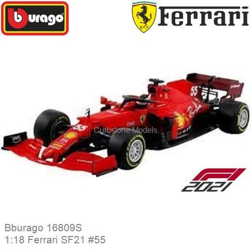 Modelauto 1:18 Ferrari SF21 #55 | Carlos Sainz (Bburago 16809S)