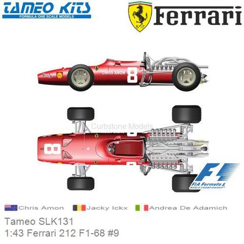 Bouwpakket 1:43 Ferrari 212 F1-68 #9 | Chris Amon (Tameo SLK131)