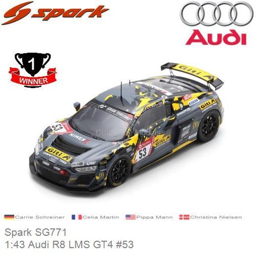 PRE-ORDER 1:43 Audi R8 LMS GT4 #53 | Carrie Schreiner (Spark SG771)