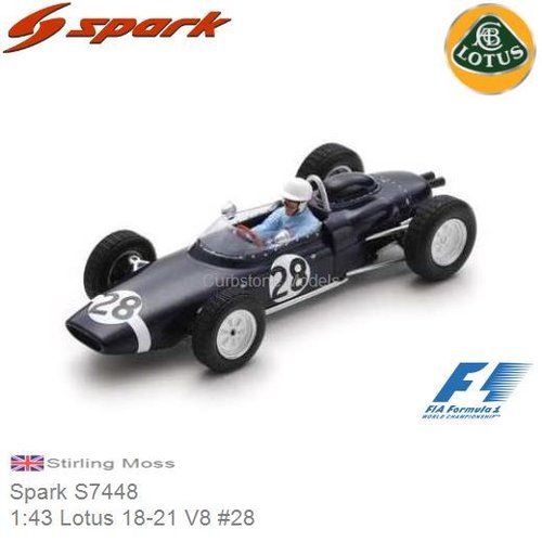 Modelauto 1:43 Lotus 18-21 V8 #28 | Stirling Moss (Spark S7448)