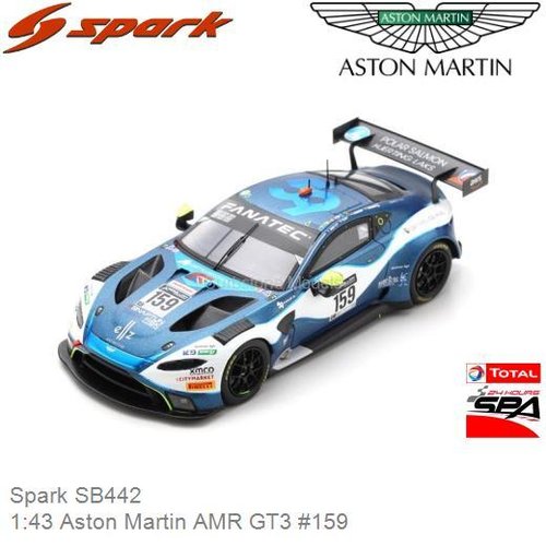Modelauto 1:43 Aston Martin AMR GT3 #159 (Spark SB442)