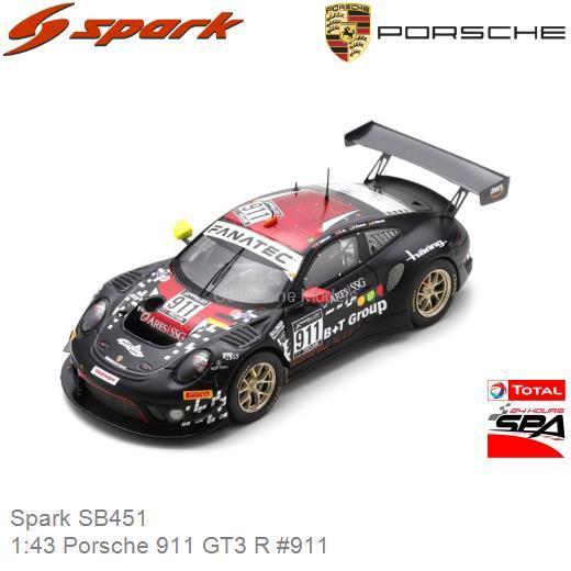 Modelauto 1:43 Porsche 911 GT3 R #911 (Spark SB451)