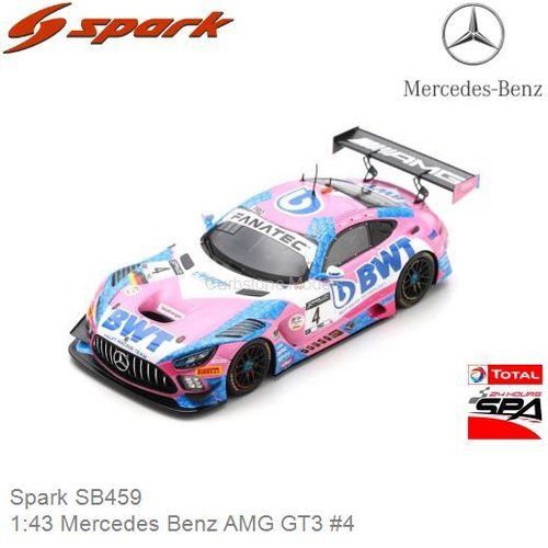 Modelauto 1:43 Mercedes Benz AMG GT3 #4 (Spark SB459)