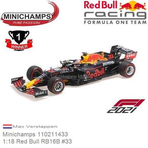 PRE-ORDER 1:18 Red Bull RB16B #33 | Max Verstappen (Minichamps 110211433)