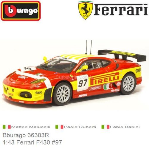Modelauto 1:43 Ferrari F430 #97 | Matteo Malucelli (Bburago 36303R)