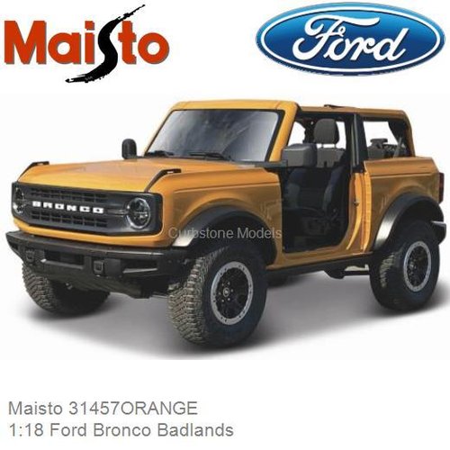 Modelauto 1:18 Ford Bronco Badlands (Maisto 31457ORANGE)