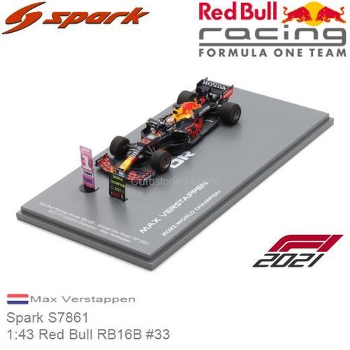 Modelauto 1:43 Red Bull RB16B #33 | Max Verstappen (Spark S7861)