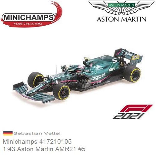 Modelauto 1:43 Aston Martin AMR21 #5 | Sebastian Vettel (Minichamps 417210105)