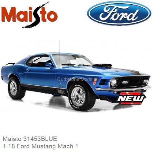 Modelauto 1:18 Ford Mustang Mach 1 (Maisto 31453BLUE)