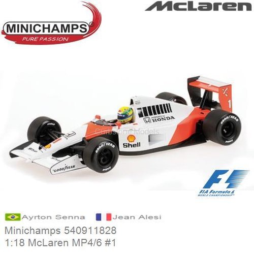 PRE-ORDER 1:18 McLaren MP4/6 #1 | Ayrton Senna (Minichamps 540911828)
