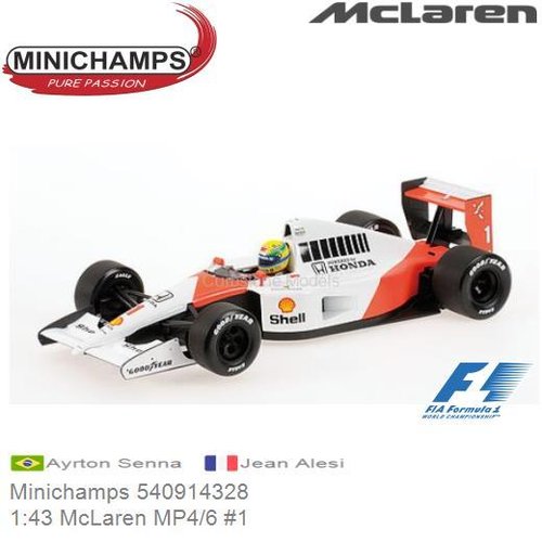 PRE-ORDER 1:43 McLaren MP4/6 #1 | Ayrton Senna (Minichamps 540914328)