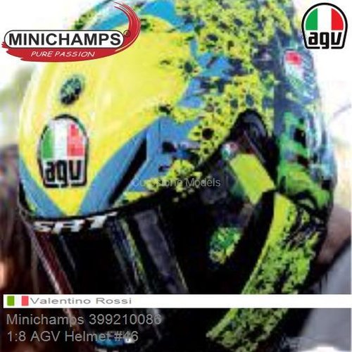 PRE-ORDER 1:8 AGV Helmet #46 | Valentino Rossi (Minichamps 399210086)