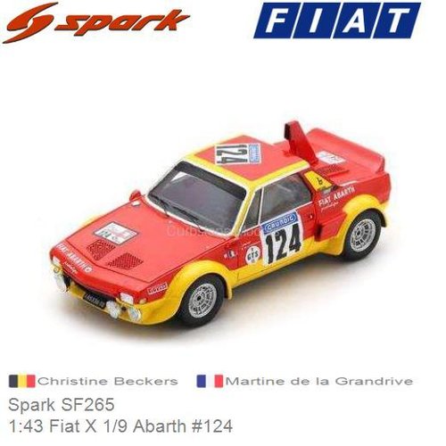 Modelauto 1:43 Fiat X 1/9 Abarth #124 | Christine Beckers (Spark SF265)