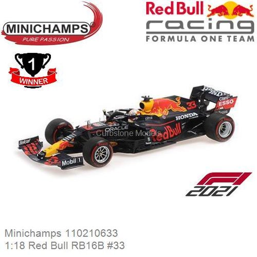 Modelauto 1:18 Red Bull RB16B #33 | Max Verstappen (Minichamps 110210633)