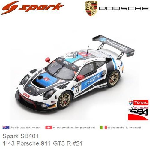 Modelauto 1:43 Porsche 911 GT3 R #21 | Joshua Burdon  (Spark SB401)