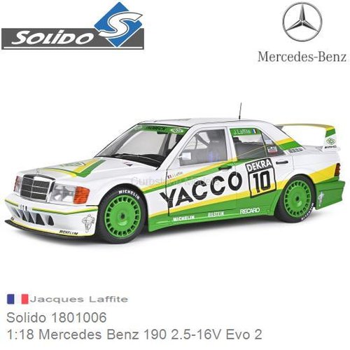 Modelauto 1:18 Mercedes Benz 190 2.5-16V Evo 2 | Jacques Laffite (Solido 1801006)