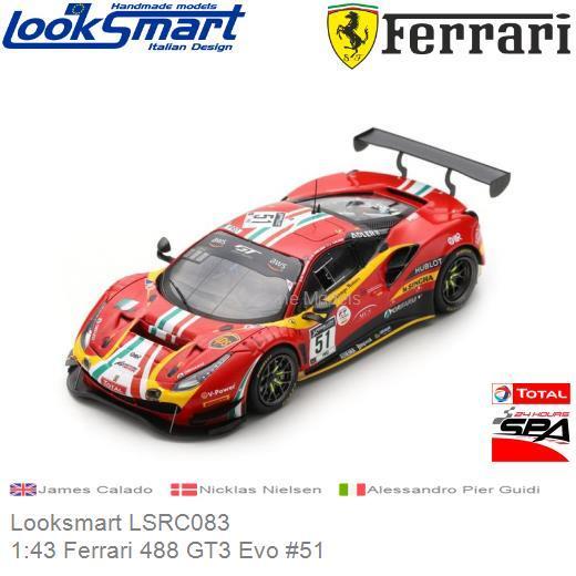 PRE-ORDER 1:43 Ferrari 488 GT3 Evo #51 | James Calado (Looksmart LSRC083)