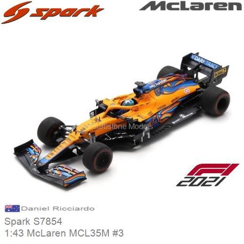 Modelauto 1:43 McLaren MCL35M #3 | Daniel Ricciardo (Spark S7854)