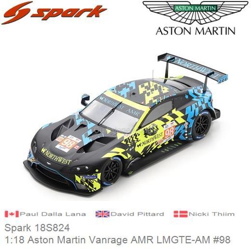 Modelauto 1:18 Aston Martin Vanrage AMR LMGTE-AM #98 | Paul Dalla Lana (Spark 18S824)