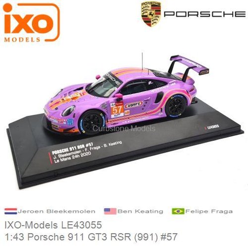 Modelauto 1:43 Porsche 911 GT3 RSR (991) #57 | Jeroen Bleekemolen (IXO-Models LE43055)