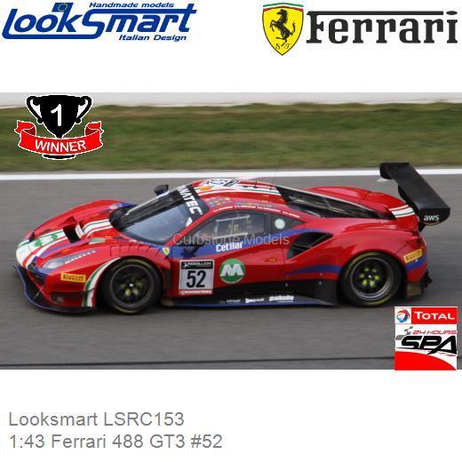 PRE-ORDER 1:43 Ferrari 488 GT3 #52 | Stefano Costantini (Looksmart LSRC153)