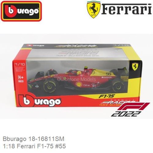 Modelauto 1:18 Ferrari F1-75 #55 (Bburago 18-16811SM)
