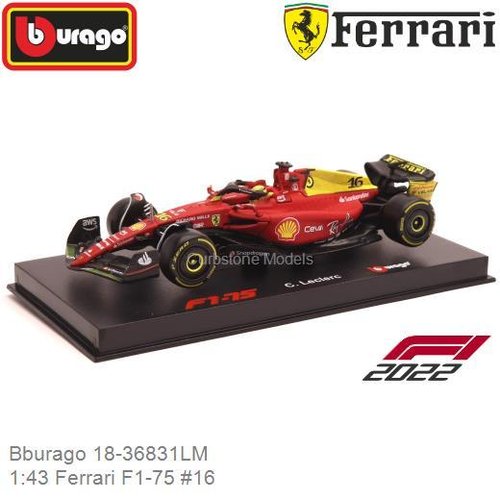 Modelauto 1:43 Ferrari F1-75 #16 | Charles Leclerc (Bburago 18-36831LM)