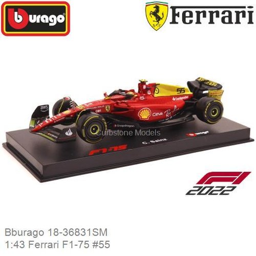 PRE-ORDER 1:43 Ferrari F1-75 #55 | Carlos Sainz (Bburago 18-36831SM)