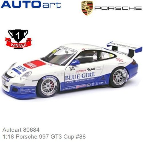 Modelauto 1:18 Porsche 997 GT3 Cup #88 (Autoart 80684)