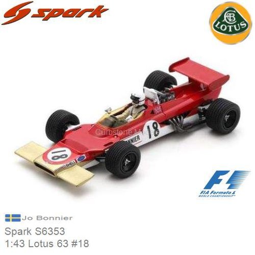 Modelauto 1:43 Lotus 63 #18 | Jo Bonnier (Spark S6353)