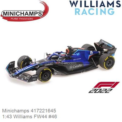 PRE-ORDER 1:43 Williams FW44 #46 | Nyck de Vries (Minichamps 417221645)