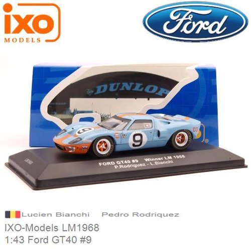 Modelauto 1:43 Ford GT40 #9 | Lucien Bianchi (IXO-Models LM1968)