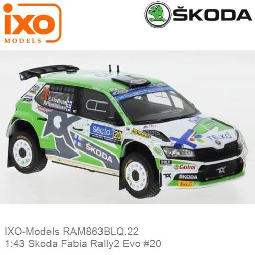 Modelauto 1:43 Skoda Fabia Rally2 Evo #20 (IXO-Models RAM863BLQ.22)