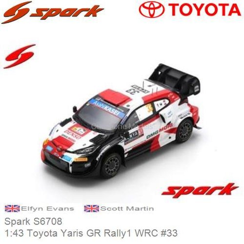 Modelauto 1:43 Toyota Yaris GR Rally1 WRC #33 | Elfyn Evans (Spark S6708)