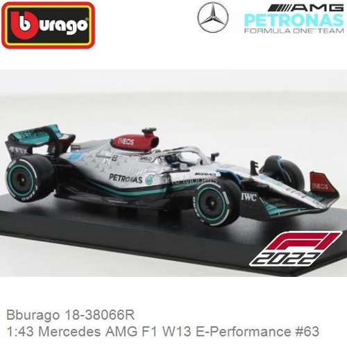Modelauto 1:43 Mercedes AMG F1 W13 E-Performance #63 (Bburago 18-38066R)