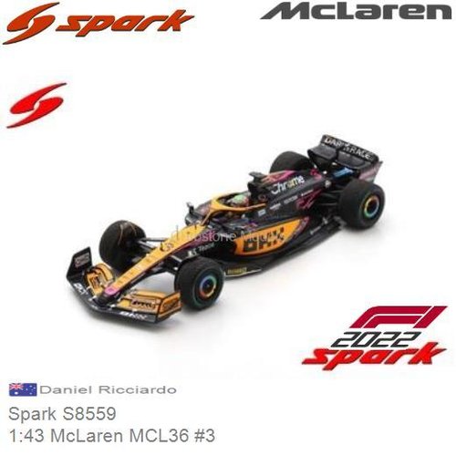 Modelauto 1:43 McLaren MCL36 #3 | Daniel Ricciardo (Spark S8559)
