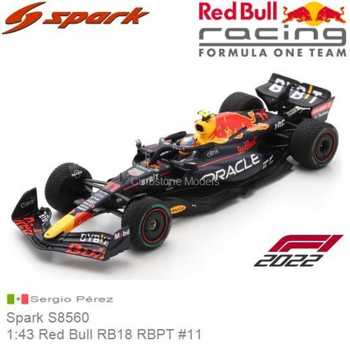 Modelauto 1:43 Red Bull RB18 RBPT #11 | Sergio Pérez (Spark S8560)