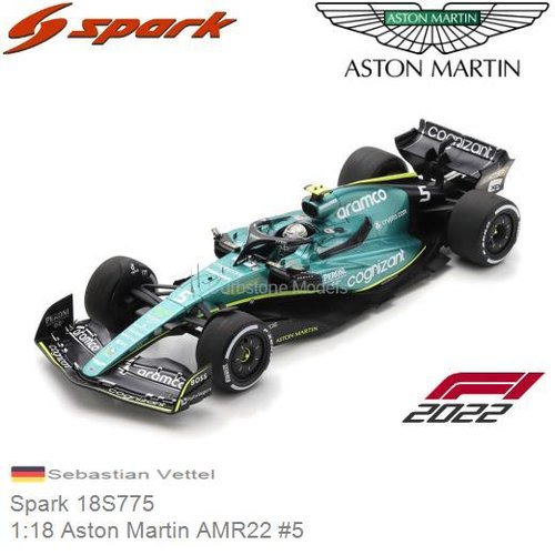 Modelauto 1:18 Aston Martin AMR22 #5 | Sebastian Vettel (Spark 18S775)