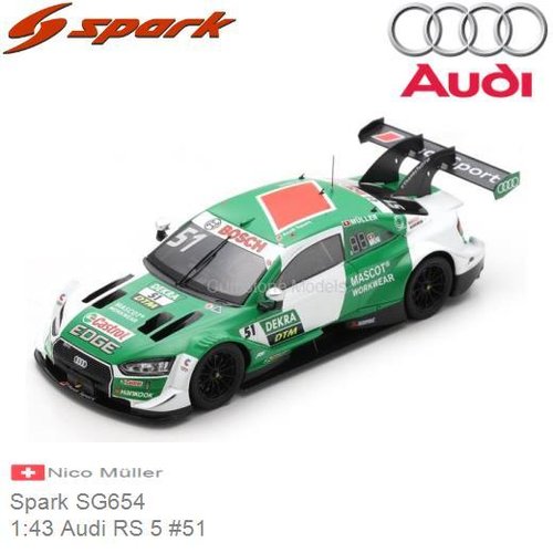 Modelauto 1:43 Audi RS 5 #51 | Nico Müller (Spark SG654)