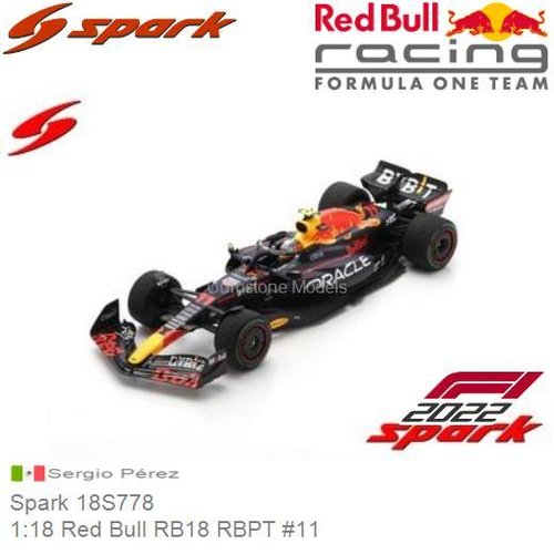 Modelauto 1:18 Red Bull RB18 RBPT #11 (Spark 18S778)