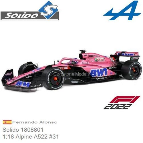 Modelauto 1:18 Alpine A522 #31 | Fernando Alonso (Solido 1808801)
