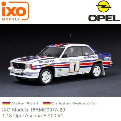Modelauto 1:18 Opel Ascona B 400 #1 | Walter Röhrl (IXO-Models 18RMC097A.20)