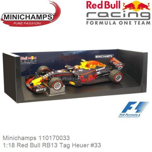 Modelauto 1:18 Red Bull RB13 Tag Heuer #33 | Max Verstappen (Minichamps 110170033)