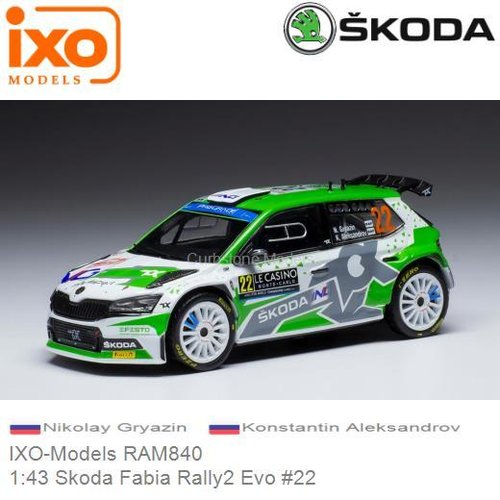 Modelauto 1:43 Skoda Fabia Rally2 Evo #22 | Nikolay Gryazin (IXO-Models RAM840)
