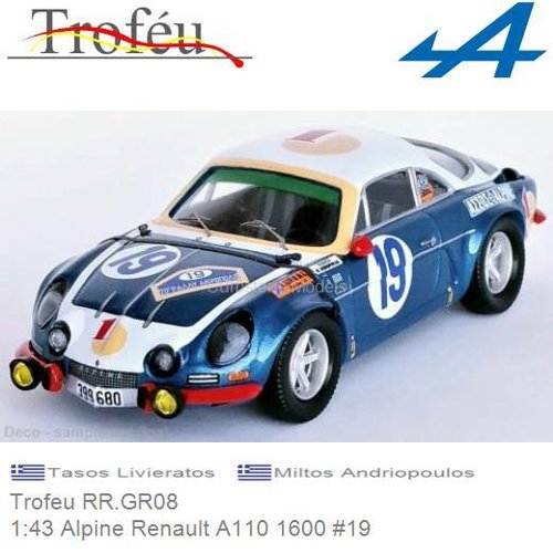 Modelauto 1:43 Alpine Renault A110 1600 #19 (Trofeu RR.GR08)